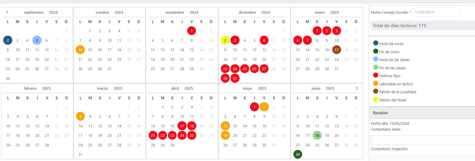 CALENDARIO 24/25